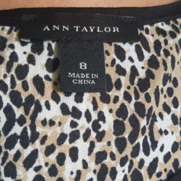 5/$55 Ann Taylor peplum side-zip top - sleeveless - animal print - black trim 8 - Picture 4 of 7